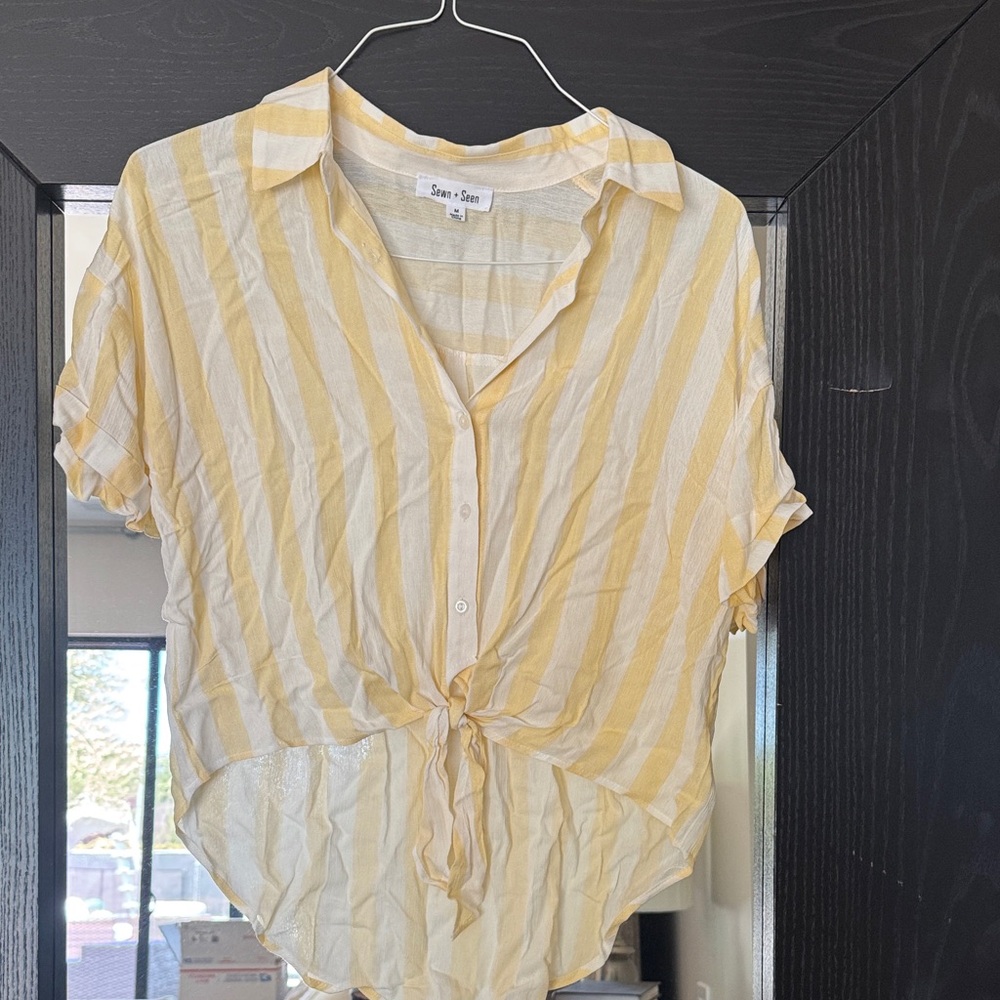 Yellow Striped Sewn + Seen top